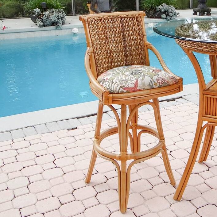 Wicker swivel bar discount stools